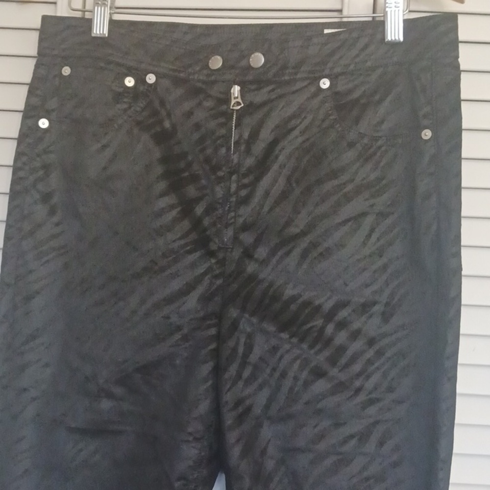 Rag & Bone Black Velvet Nina Zebra High Rise Exposed Zipper Skinny Jeans, Sz 31 - Picture 5 of 16